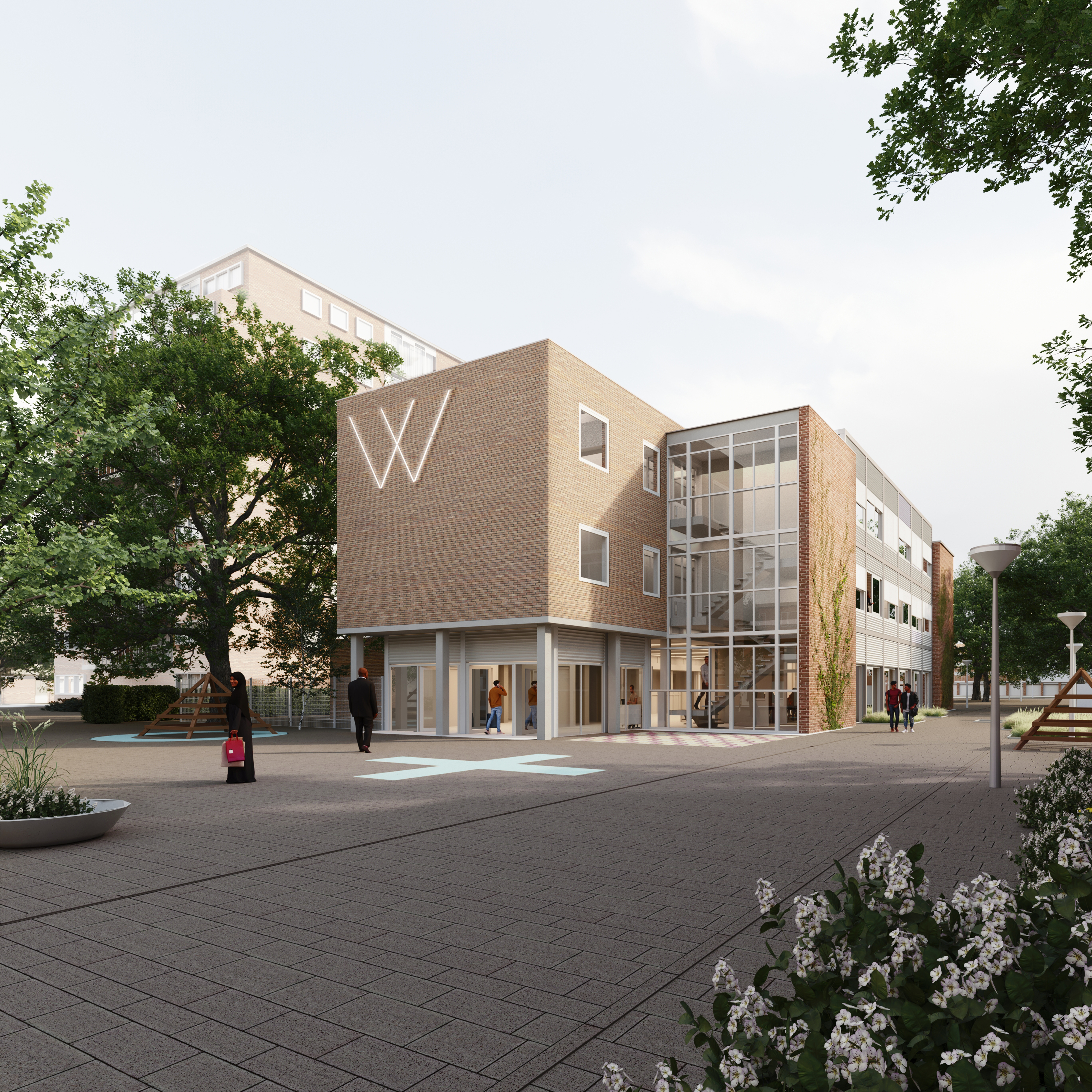 render and visualization new Wildeman Station Beta Office Amsterdam Architecture